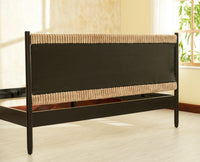 Yelahanka Fluted Wooden King Upholstered Bed Black Finish