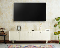 Verona Grid Wooden Large Tv Cabinet Media Unit 4 Door Furniselan frosty white