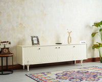 Verona Grid Wooden Large Tv Cabinet Media Unit 4 Door Furniselan frosty white