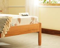Yelahanka Fluted Wooden King Upholstered Bed Natural Finish