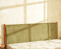 Yelahanka Fluted Wooden King Upholstered Bed Natural Finish