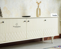 Verona Grid Wooden Large Tv Cabinet Media Unit 4 Door Furniselan frosty white