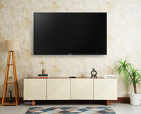Albania Solid Wood Four Door Tv cabinet Furniselan White Finish