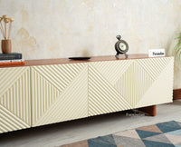 Albania Solid Wood Four Door Tv cabinet Furniselan White Finish