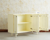 Verona Grid Wooden Sideboard Cabinet Three Doors Furniselan Frosty White 