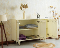 Verona Grid Wooden Sideboard Cabinet Three Doors Furniselan Frosty White