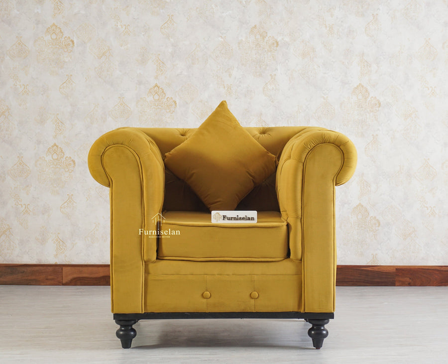 Haralur 1 Seater Sofa - sofa - Furniselan - Mustard