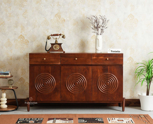Italy Wooden Sideboard cabinet- 3 Doors and Drawers Furniselan Grey Finish
