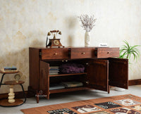 Italy Wooden Sideboard cabinet- 3 Doors and Drawers Furniselan Grey Finish