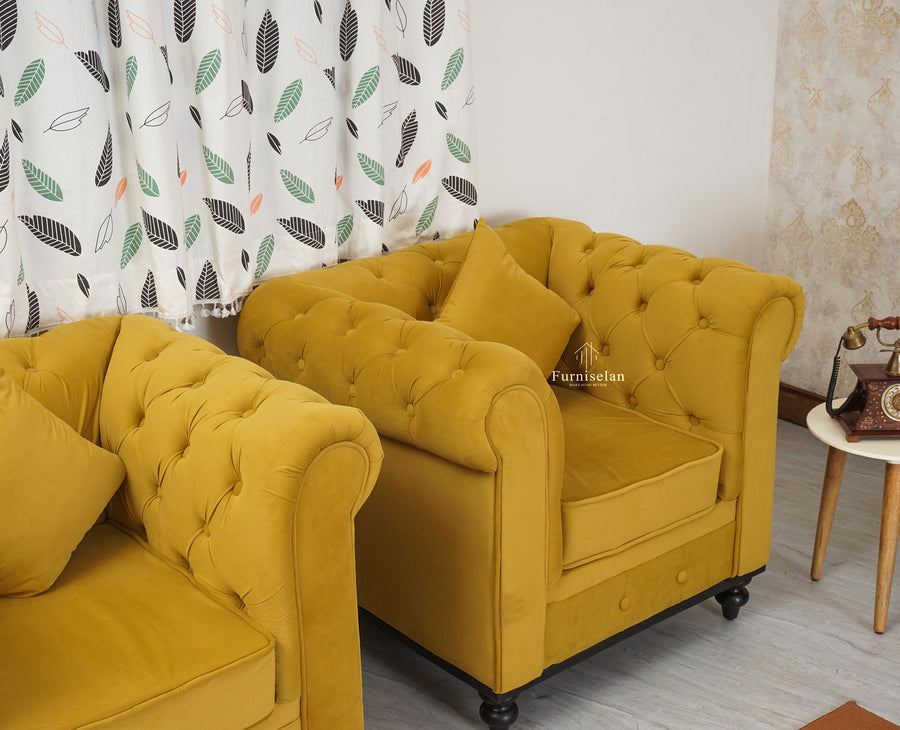 Haralur 1 Seater Sofa - sofa - Furniselan - Mustard