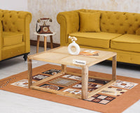Boston Solid Wood Rattan Square Coffee Table Furniselan Natural-Finish