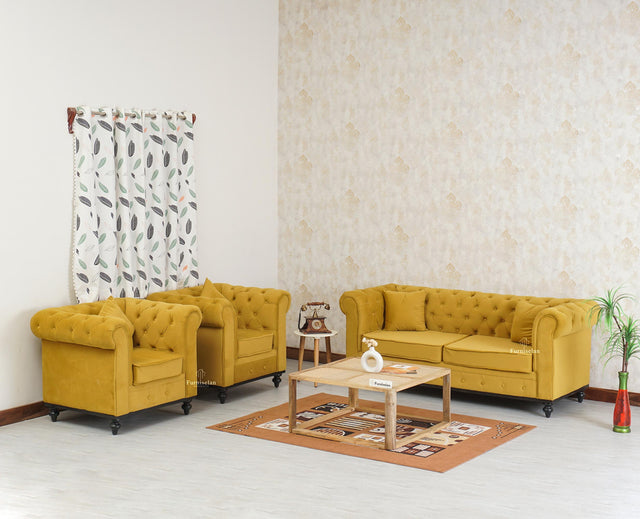 Haralur 5 Seater Sofa Set Furniselan - Mustard