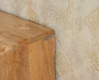 Boston Solid Wood Rattan Cane Bar Cabinet with Glass Holder Storage Multipurpose features Furniselan Natural Finish