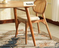 Antilia solid wood two seater dining set for home cafe restaurant with cushions Natural Finish