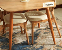 Antilia solid wood two seater dining set for home cafe restaurant with cushions Natural Finish