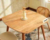 Antilia solid wood two seater dining set for home cafe restaurant with cushions Natural Finish