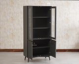 Bengaluru Solid Wood Crockery Cabinet four Doors - Tv Cabinet - Furniselan Slate-Grey