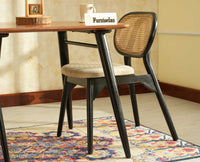 Antilia solid wood two seater dining set for home cafe restaurant with cushions Black Finish