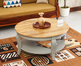 Mumbai Solid Wood Round Coffee Table Furniselan - Cool-Grey