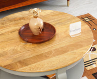 Mumbai Solid Wood Round Coffee Table Furniselan - Cool-Grey