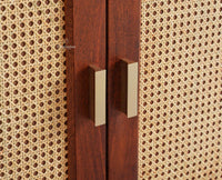 Boston Solid Mango Wood 4 Door Crockery Cabinet | Modern Kitchen Storage Unit Furniselan Brown Finish