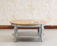 Mumbai Solid Wood Round Coffee Table Furniselan - Cool-Grey