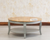 Mumbai Solid Wood Round Coffee Table Furniselan - Cool-Grey