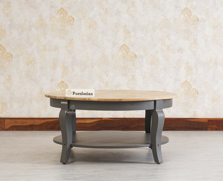 Mumbai Solid Wood Round Coffee Table Furniselan -  Slate-Grey