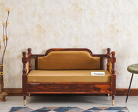 Boston Sheesham Wood Rattan Cane Two Seater Sofa Furniselan Maple-Finish
