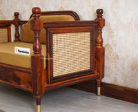 Boston Sheesham Wood Rattan Cane Two Seater Sofa Furniselan Maple-Finish
