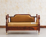 Boston Sheesham Wood Rattan Cane Two Seater Sofa Furniselan Maple-Finish
