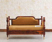 Boston Sheesham Wood Rattan Cane Two Seater Sofa Furniselan Maple-Finish
