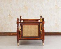 Boston Sheesham Wood Rattan Cane Two Seater Sofa Furniselan Maple-Finish