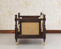 Boston Sheesham Wood Rattan Cane Two Seater Sofa - Three Seater Sofa - Furniselan Grey-Finish