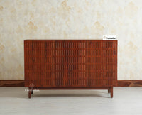 Austria Premium Edition Wooden Sideboard Cabinet-Three Door Furniselan Brown Finish