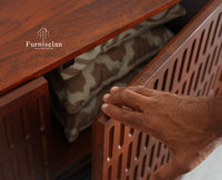 Austria Premium Edition Wooden Sideboard Cabinet-Three Door Furniselan Brown Finish