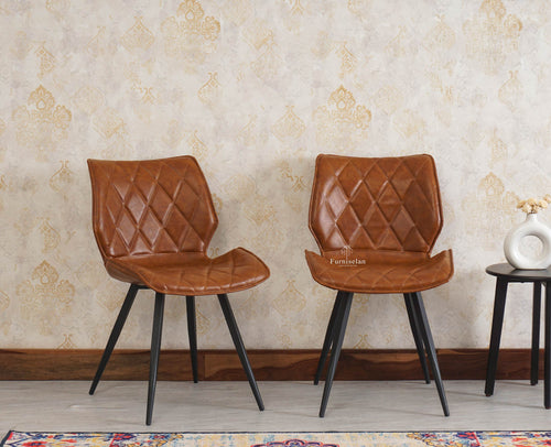 Dexter Living Study Leathe Chair Dining Chair set of Two Furniselan - Brown