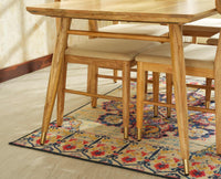 Boston Wooden Rattan Cane Dining Table Six  Seater with Backrest Bench Natural Finish