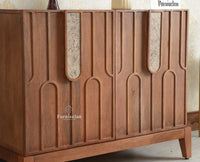 Brisbane Elite Storage Two Door Wooden Cabinet Sideboard  Furniselan Natural oak Finish