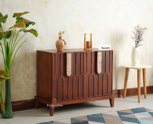 Brisbane Elite Storage Two Door Wooden Cabinet Sideboard Furniselan Brown Finish