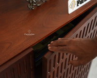 Austria Premium Edition Wooden Sideboard Cabinet-Two Door Furniselan Brown Finish