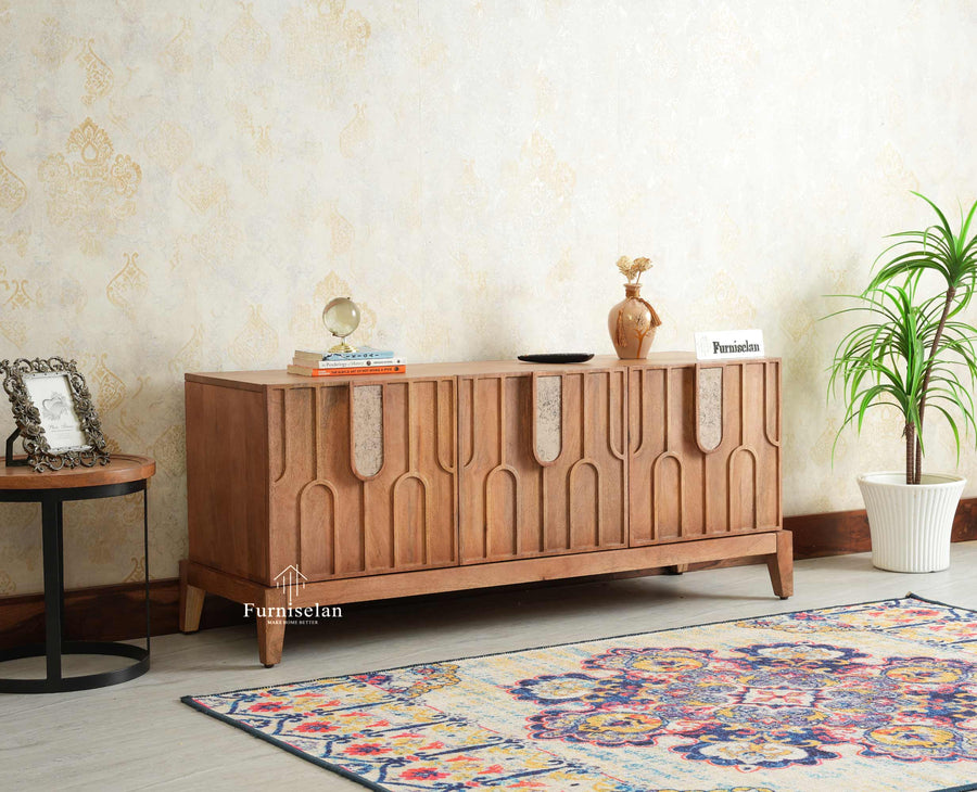 Brisbane Elite Storage Three Door Wooden TV Cabinet Media Unit Furniselan Natural Oak Finish