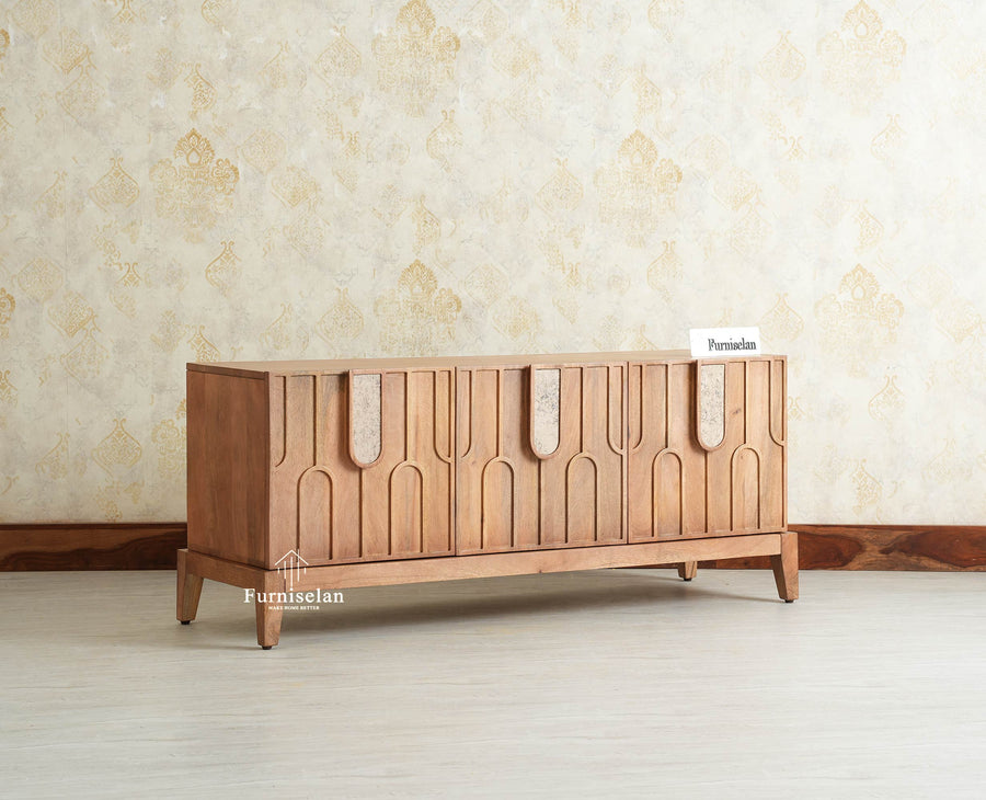 Brisbane Elite Storage Three Door Wooden TV Cabinet Media Unit Furniselan Natural Oak Finish