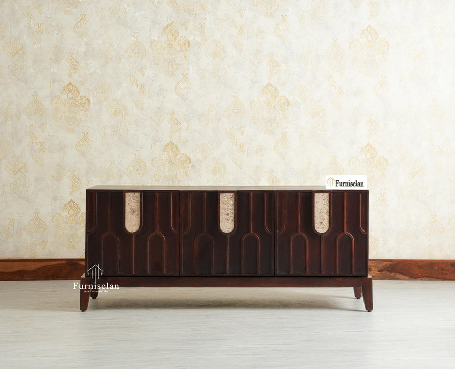 Brisbane Elite Storage Three Door Wooden TV Cabinet Media Unit Furniselan grey finish