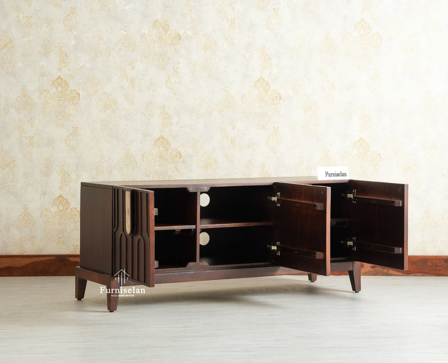 Brisbane Elite Storage Three Door Wooden TV Cabinet Media Unit Furniselan grey finish
