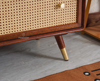 Boston Solid Wood Rattan Cane Chest of Drawer Six Drawer Dressing Chester Furniselan Brown-Finish