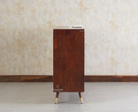 Boston Solid Wood Rattan Cane Chest of Drawer Six Drawer Dressing Chester Furniselan Brown-Finish