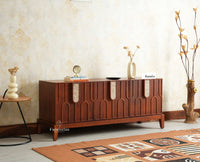 Brisbane Elite Storage Three Door Wooden TV Cabinet Media Unit Furniselan brown finish