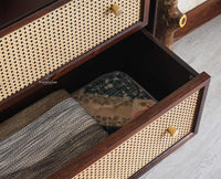 Boston Solid Wood Rattan Cane Chest of Drawer Six Drawer Dressing Chester Furniselan Grey-Finish