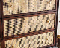 Boston Solid Wood Rattan Cane Chest of Drawer Six Drawer Dressing Chester Furniselan Grey-Finish